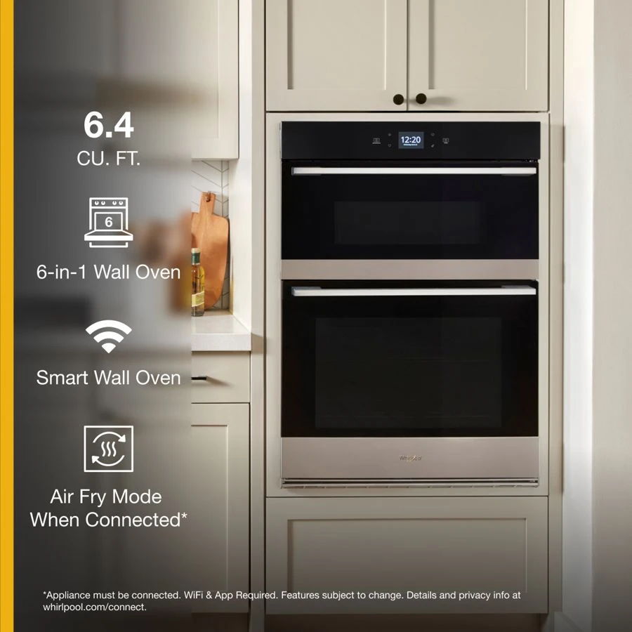 6.4 Total Cubic Feet Combo Wall Oven With Air Fry When Connected, Touchscreen - Fingerprint Resistant Stainless Steel