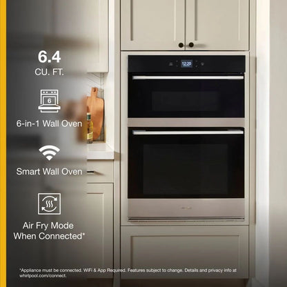 6.4 Total Cubic Feet Combo Wall Oven With Air Fry When Connected, Touchscreen - Fingerprint Resistant Stainless Steel