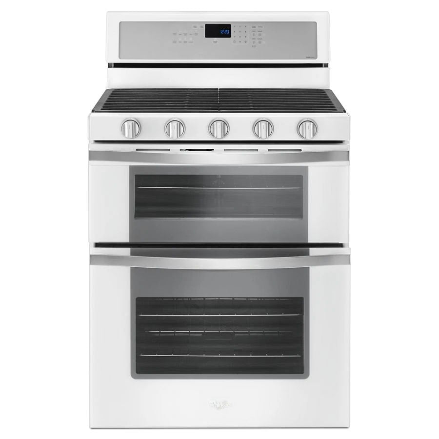 6.0 Cubic Feet Gas Double Oven Range With Ez-2-Lift Hinged Grates - White Ice