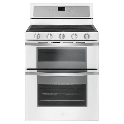6.0 Cubic Feet Gas Double Oven Range With Ez-2-Lift Hinged Grates - White Ice