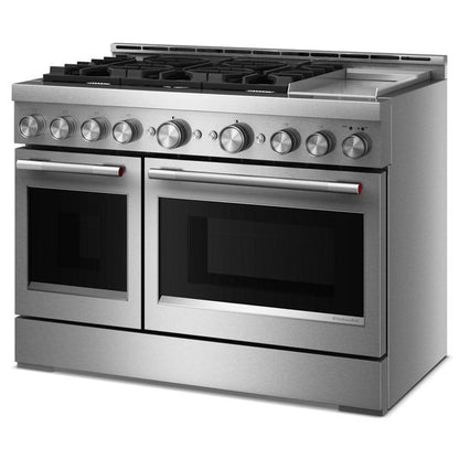 KitchenAid 48" 6 Burner Commercial-Style Gas Range With Griddle - Stainless Steel