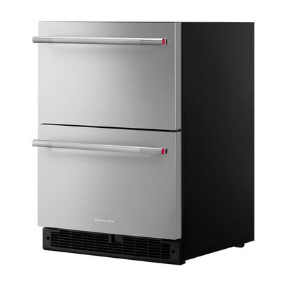 24" Stainless Steel Undercounter Double-Drawer Refrigerator, Backlit Touch Controls