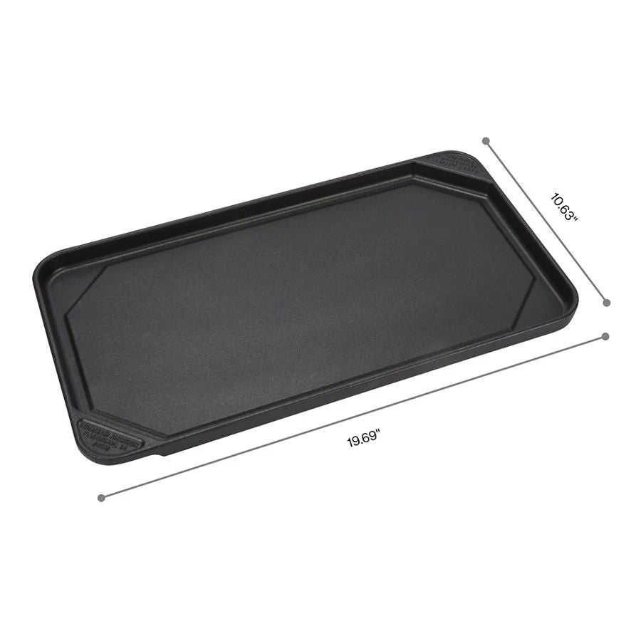 Range/Cooktop Griddle Non-Stick Cast Aluminum For All 2-Burner Cooking Surfaces Except Induction (1" H X 19 1/2" W X 11" D) - Black