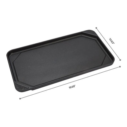 Range/Cooktop Griddle Non-Stick Cast Aluminum For All 2-Burner Cooking Surfaces Except Induction (1" H X 19 1/2" W X 11" D) - Black