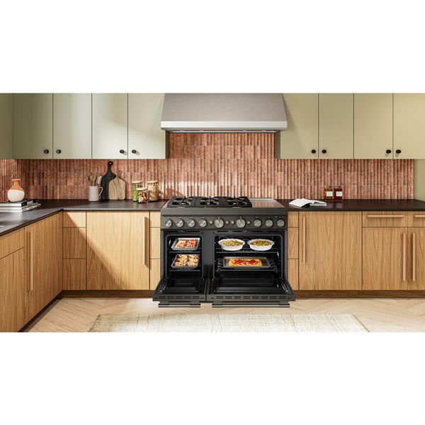 48" 6 Burner Commercial-Style Dual Fuel Range With Griddle - Black Ore
