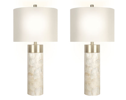 "Luminous Shell" Shell And Metal Table Lamp (Set of 2) - Natural Shell / Soft Gold / Beige