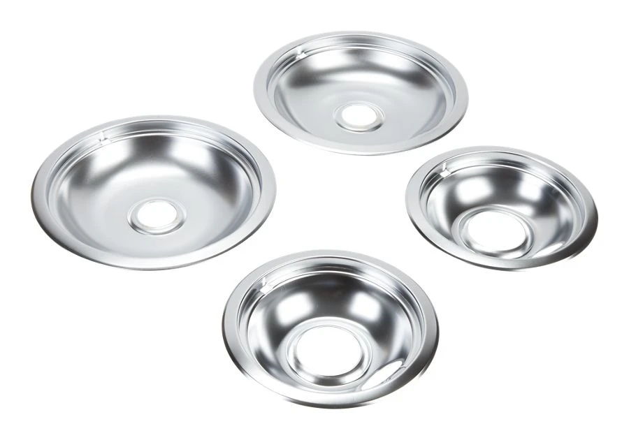 Range Electric/Cooktop 4-Pack Round Drip Bowls (Two 6" And Two 8") - Chrome For Non-Hinged, 2-Wire Plug Cooking Elements
