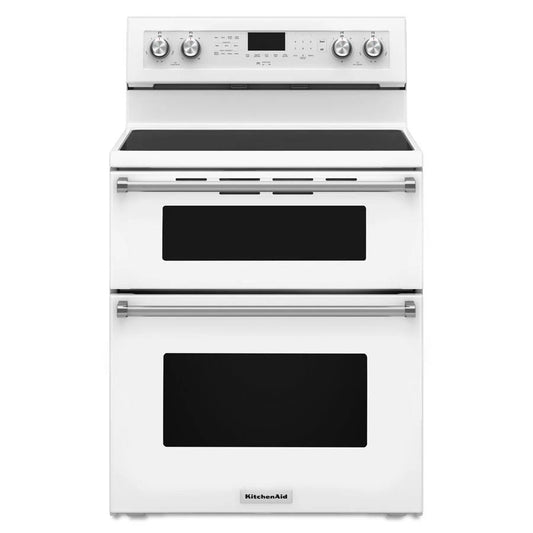 30" 5 Burner Electric Double Oven Convection Range - White