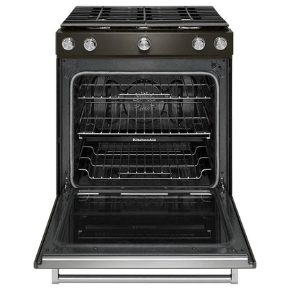 30" 5-Burner Gas Slide-In Convection Range - Black Stainless Steel With PrintShield Finish