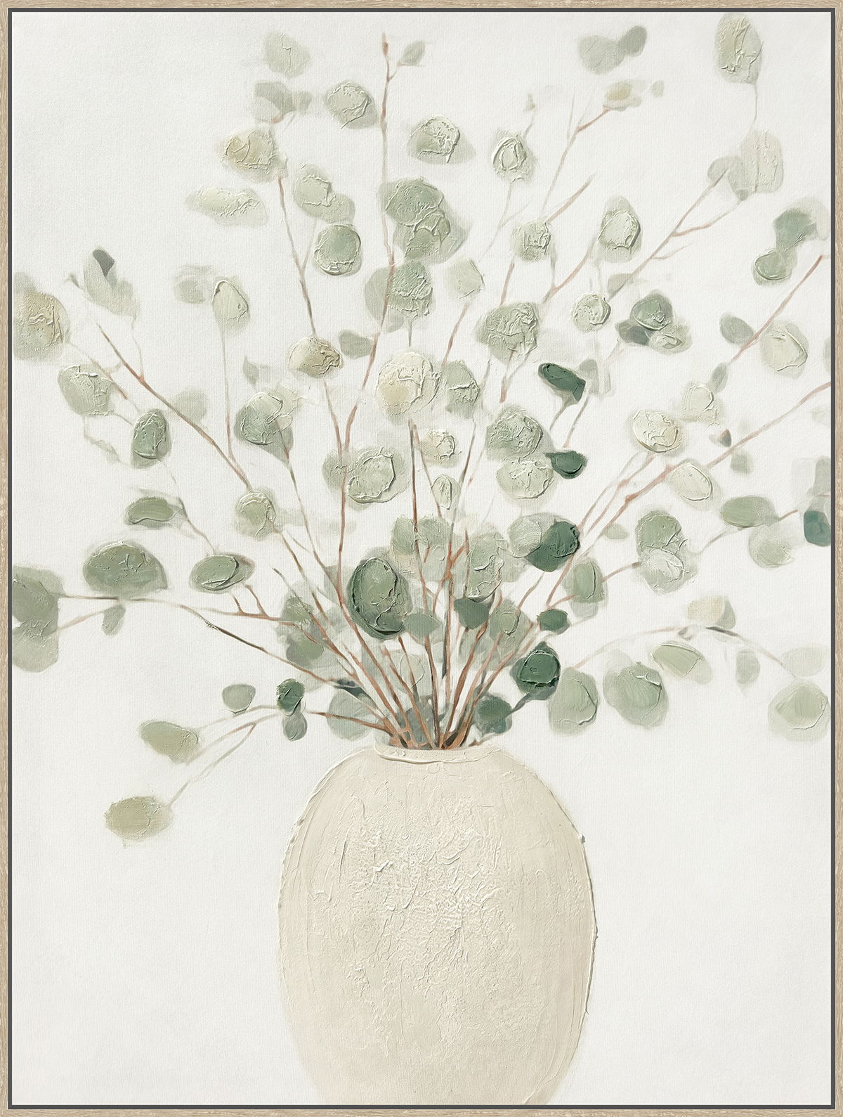 Soft Grove II Hand-Embellished Canvas In Frame - Ivory / Sage