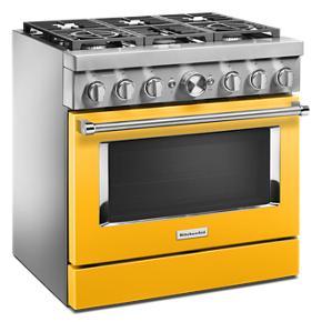 KitchenAid 36'' Smart Commercial-Style Dual Fuel Range With 6 Burners - Yellow Pepper