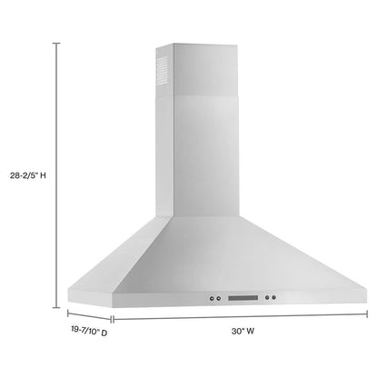 30" Chimney Wall Mount Range Hood With Dishwasher-Safe Grease Filters - Stainless Steel