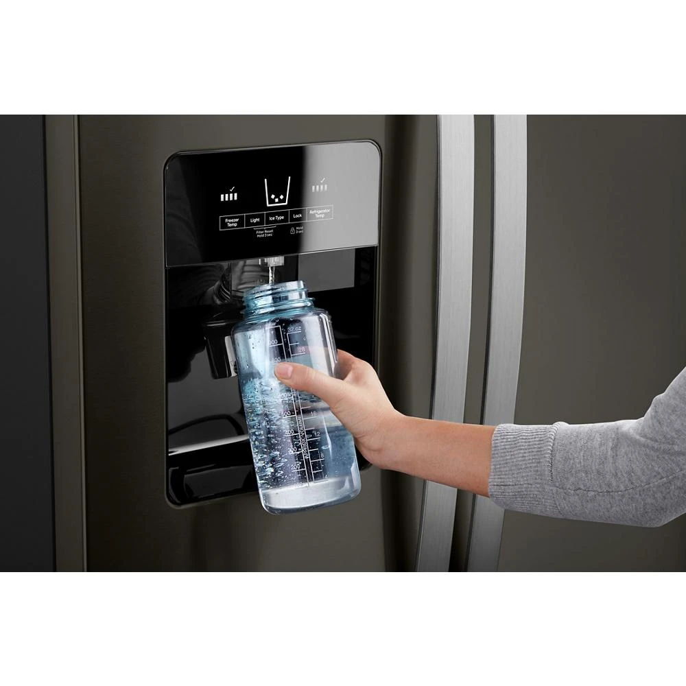 36" Wide Side-By-Side Refrigerator - 25 Cubic Feet - Black Stainless