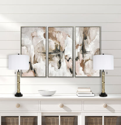 "Twist Elegance" Metal Table Lamp (Set of 2) - Matte Black / Soft Gold