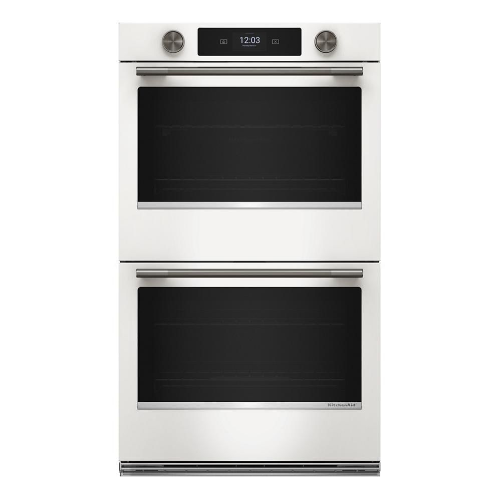 30" Smart Electric Double Wall Oven With Assisted Cooking Modes - Porcelain White