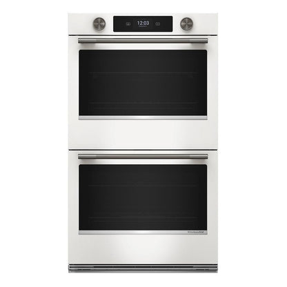30" Smart Electric Double Wall Oven With Assisted Cooking Modes - Porcelain White