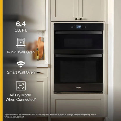 6.4 Total Cubic Feet Combo Wall Oven With Air Fry When Connected - Black