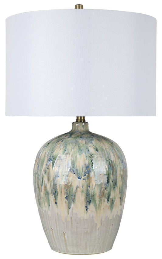 Shoreline Reverie - 28 X 18 - Ceramic Table Lamp - Sea Glass Glaze