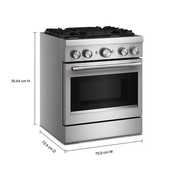 30" 4 Burner Commercial-Style Dual Fuel Range With No Preheat Air Fry Mode - Stainless Steel