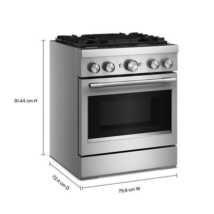 30" 4 Burner Commercial-Style Dual Fuel Range With No Preheat Air Fry Mode - Stainless Steel