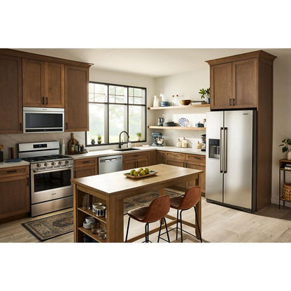 36" Wide Counter-Depth Side-By-Side Refrigerator With Arctic Blue Interior - 20.8 Cu. Ft.