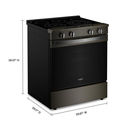 30" Smart Slide In Electric Range With Air Cooking Technology, No Preheat Air Fry, Wipeclean Coating, Steam/Self Clean And High Speed Preheat - Black Stainless