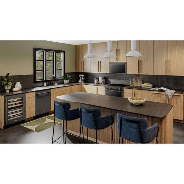 24" Undercounter Wine Cellar With Full-Extension Wood-Front Racks, Backlit Touch Controls - Black Ore