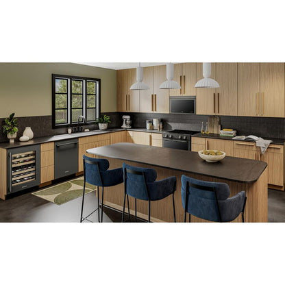 24" Undercounter Wine Cellar With Full-Extension Wood-Front Racks, Backlit Touch Controls - Black Ore
