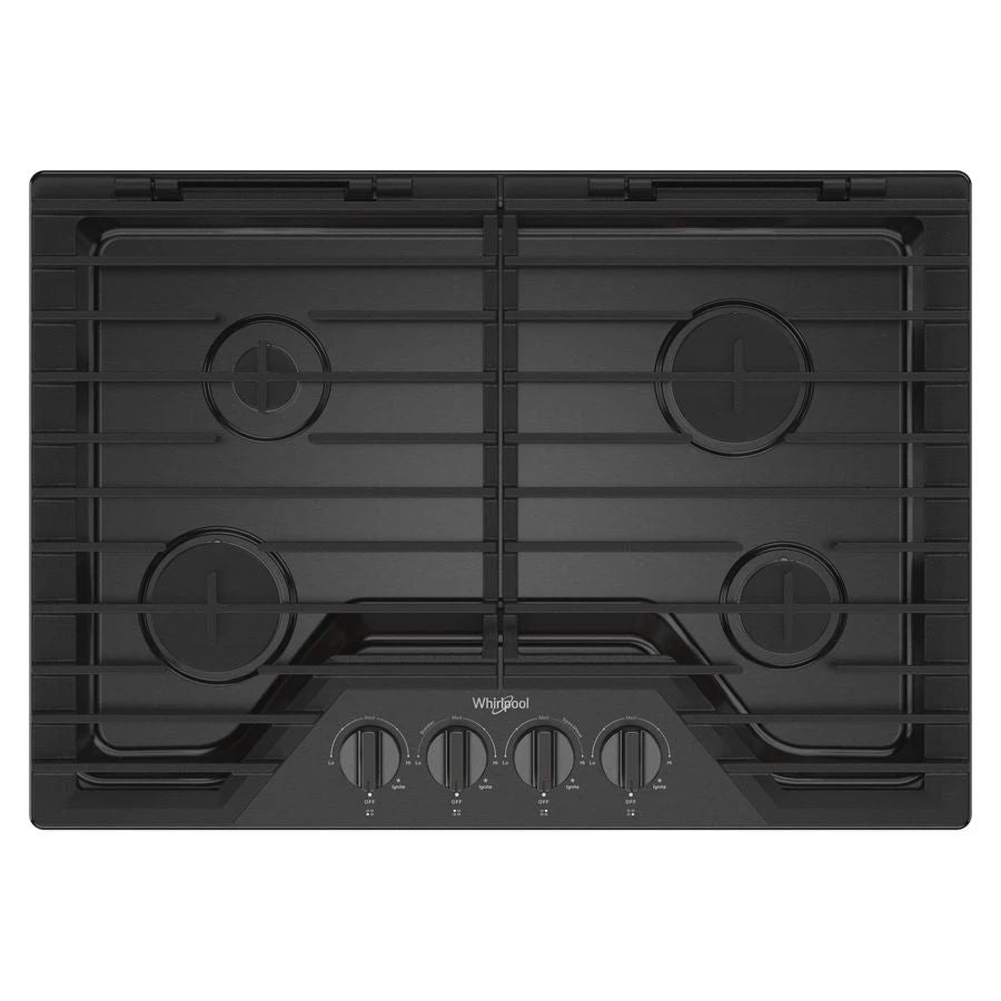 30" Gas Cooktop With Ez-2-Lift Hinged Cast-Iron Grates - Black Stainless