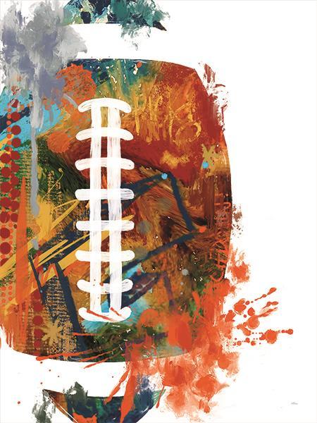 Football Splash By Cat Thurman Designs (Framed) - Orange