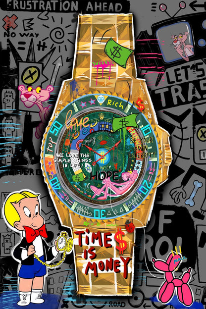 Graffiti Luxe Watch - 32" x 48" Framed Wall Art