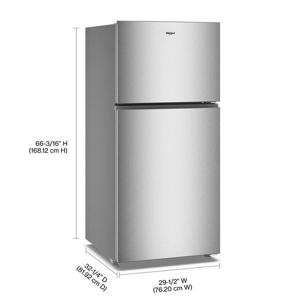 Whirlpool 30" Wide Top Freezer Refrigerator With Total Coverage Cooling - 19.3 Cu. Ft. - Fingerprint-Resistant Stainless Finish