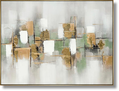 Gilded Verdant Parallels - 35" x 47" Framed Wall Art