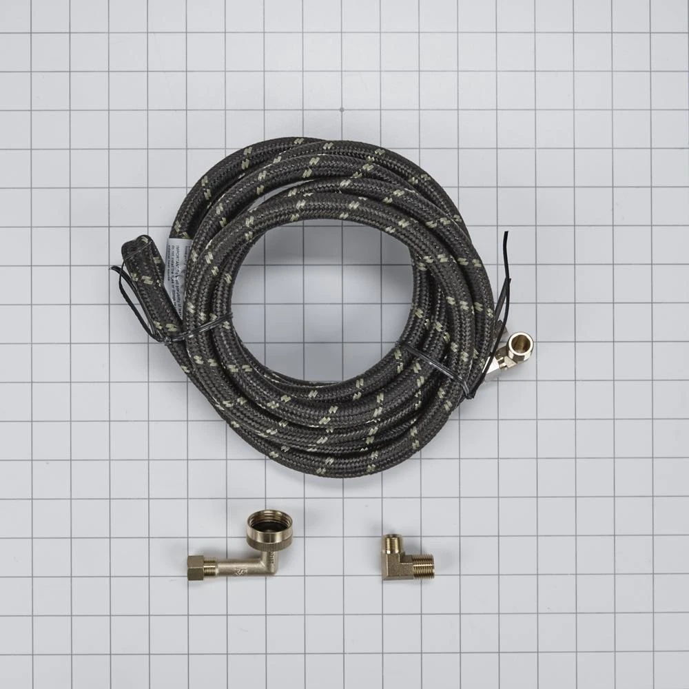 Dishwasher Inlet Supply Hose Kit Of 12' Rubber Hose With Two 3/8" Ends, And 3/8" & 3/4" Connectors