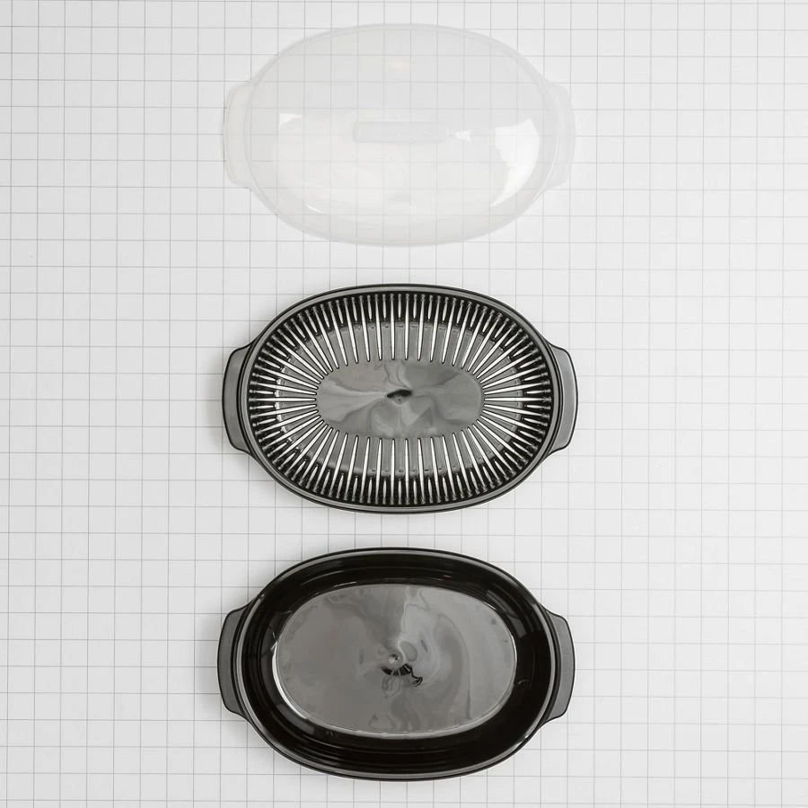 Kitchenaid Universal Steaming Container For Standard Size Microwave Ovens, (Includes See-Through Lid, Steamer Basket, And Bottom Piece) - Black