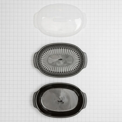 Kitchenaid Universal Steaming Container For Standard Size Microwave Ovens, (Includes See-Through Lid, Steamer Basket, And Bottom Piece) - Black