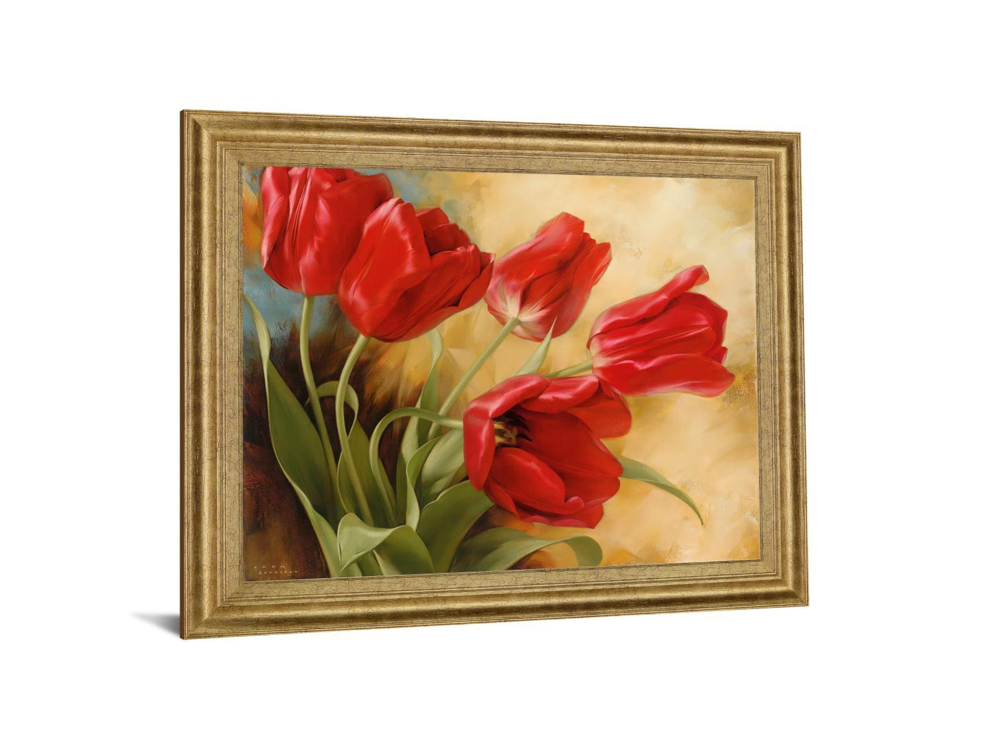 Scarlet Tulip Whirl - 28" x 34" Framed Wall Art