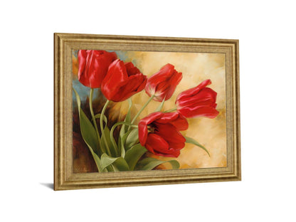 Scarlet Tulip Whirl - 28" x 34" Framed Wall Art