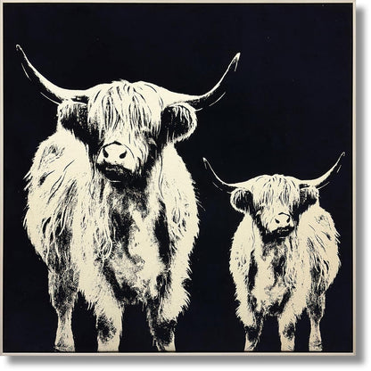 Nocturne Highland Silhouettes - 35" x 35" Framed Wall Art