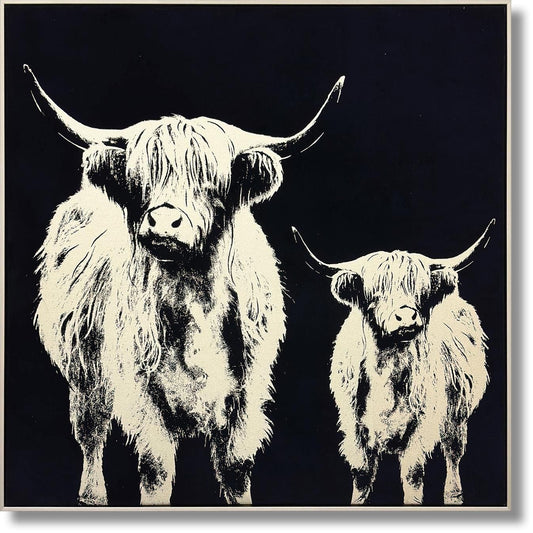 Nocturne Highland Silhouettes - 35" x 35" Framed Wall Art