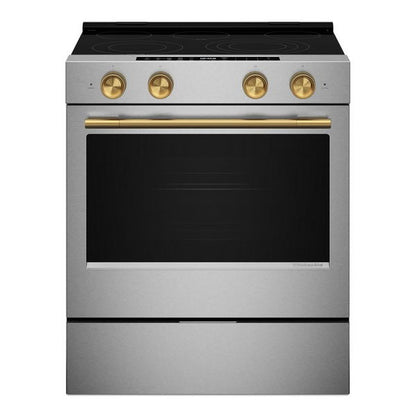 Handle And 4 Knobs Hardware Accessory Kit For KitchenAid Slide-In Convectionrange - Brass