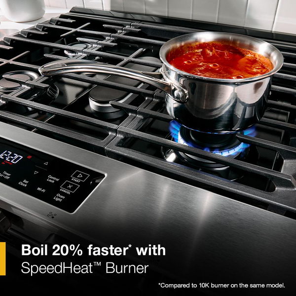 30" Gas Smart Range With Air Cooking Technology And Steam Clean - Black