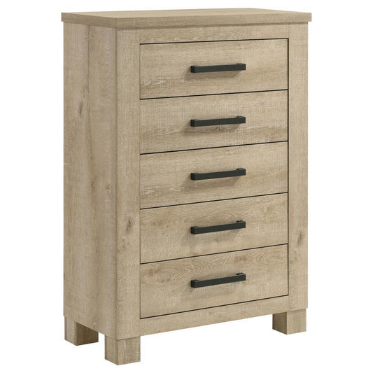 Oakglen - 5-Drawer Bedroom Chest Of Drawers - Weathered Oak