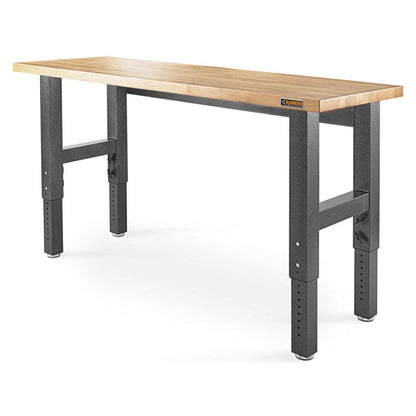 6' Adjustable Height Hardwood Workbench - Hammered Granite