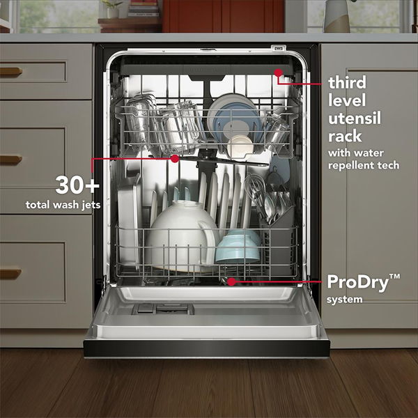 KitchenAid Third Level Utensil Rack Dishwasher With 30+ Total Wash Jets In Printshield Finish 47 dBA - PrintShield Stainless