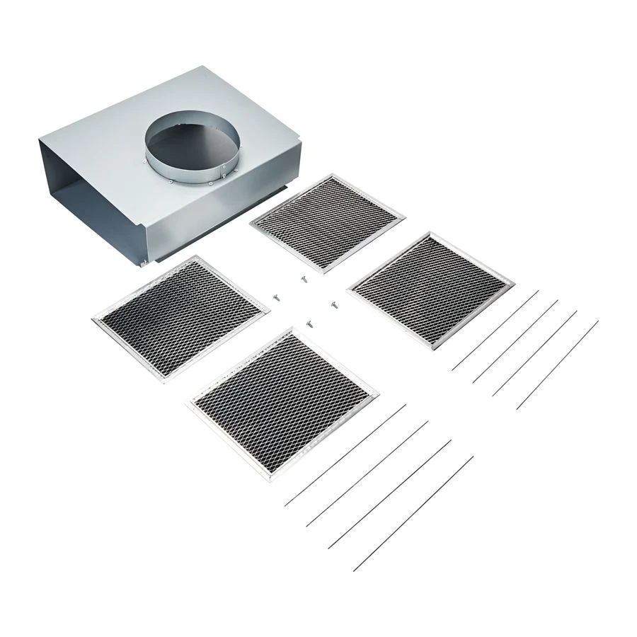 Range Hood Wall Recirculation Kit With 2 Charcoal Filters, 4 Clips, And A Deflector Damper - Silver