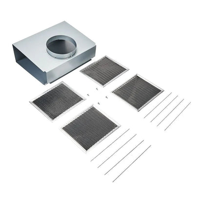 Range Hood Wall Recirculation Kit With 2 Charcoal Filters, 4 Clips, And A Deflector Damper - Silver