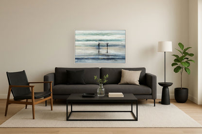Surfer Stroll - 32" x 48" Framed Wall Art - Blue