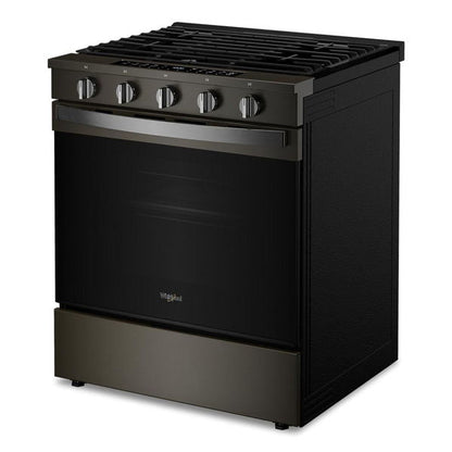 30" Smart Slide In Gas Range With Air Cooking Technology, No Preheat Air Fry, Steam/Self Clean And High Speed Preheat - Black Stainless