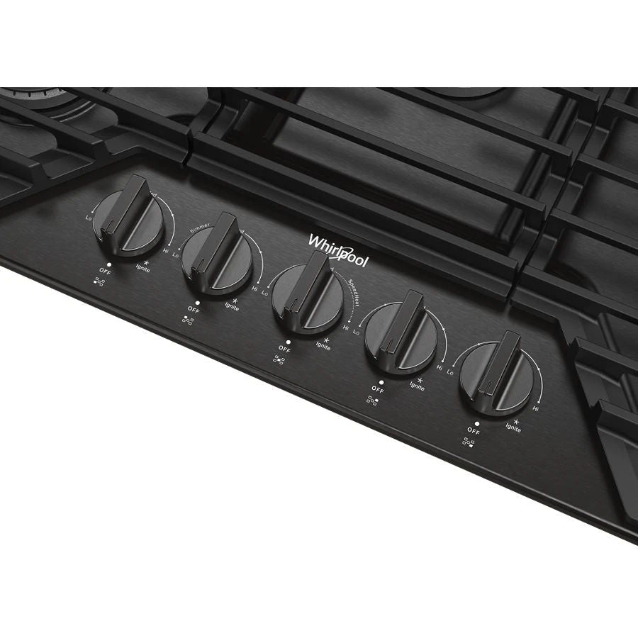 36" Gas Cooktop With Ez-2-Lift Hinged Cast-Iron Grates - Black Stainless